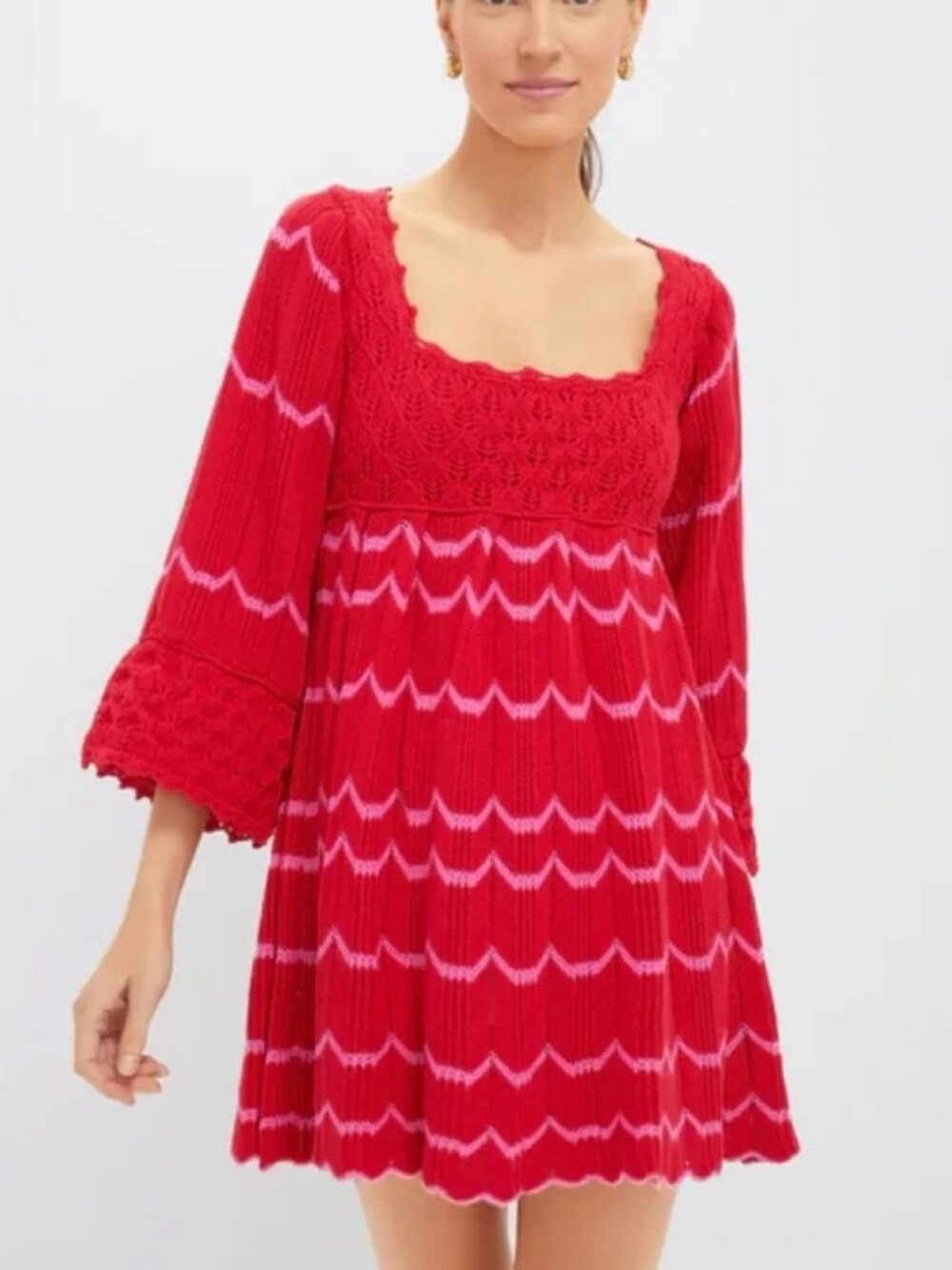 Red Crochet Trim Devon Dress